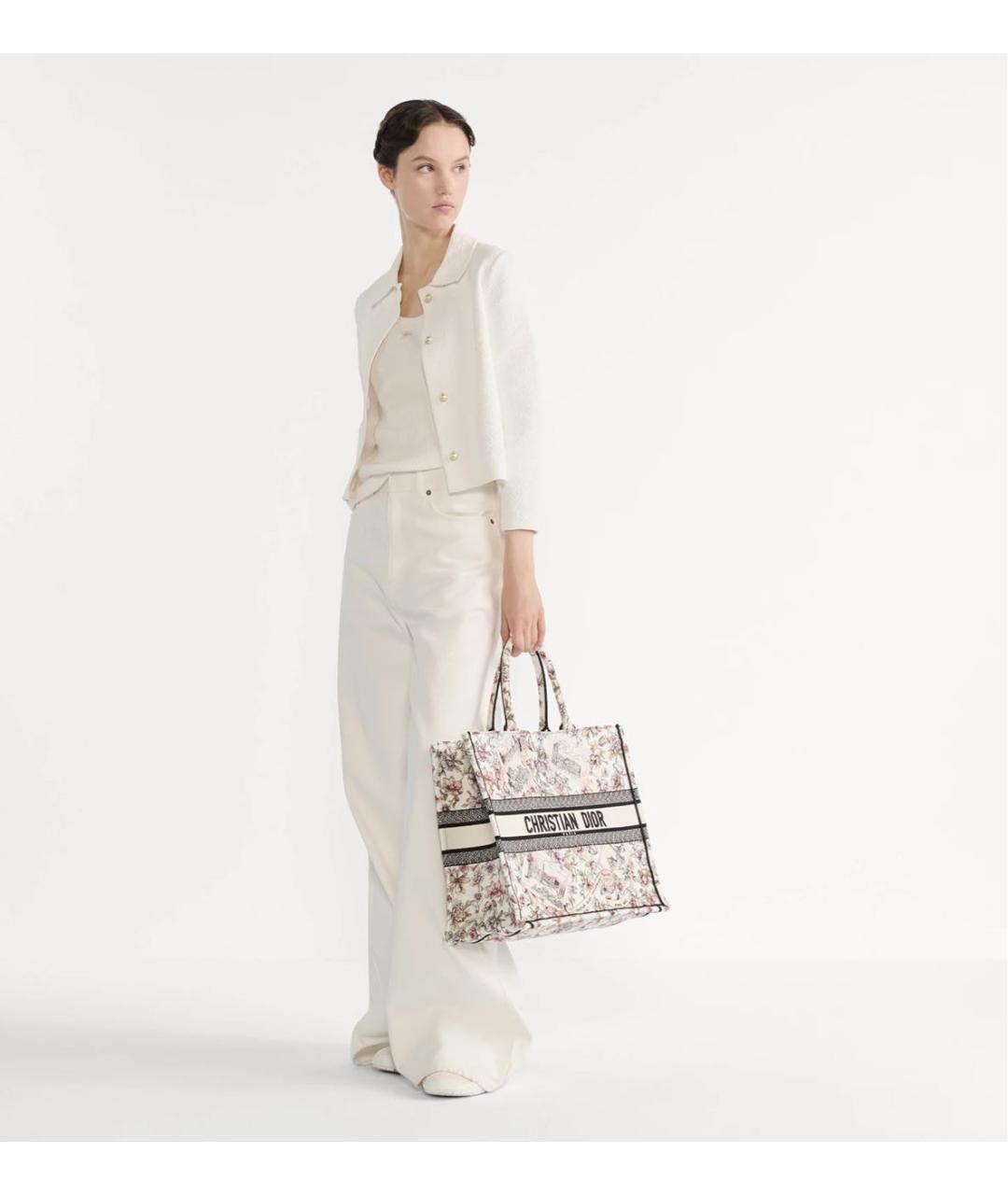 CHRISTIAN DIOR Розовая жаккардовая сумка тоут, фото 5