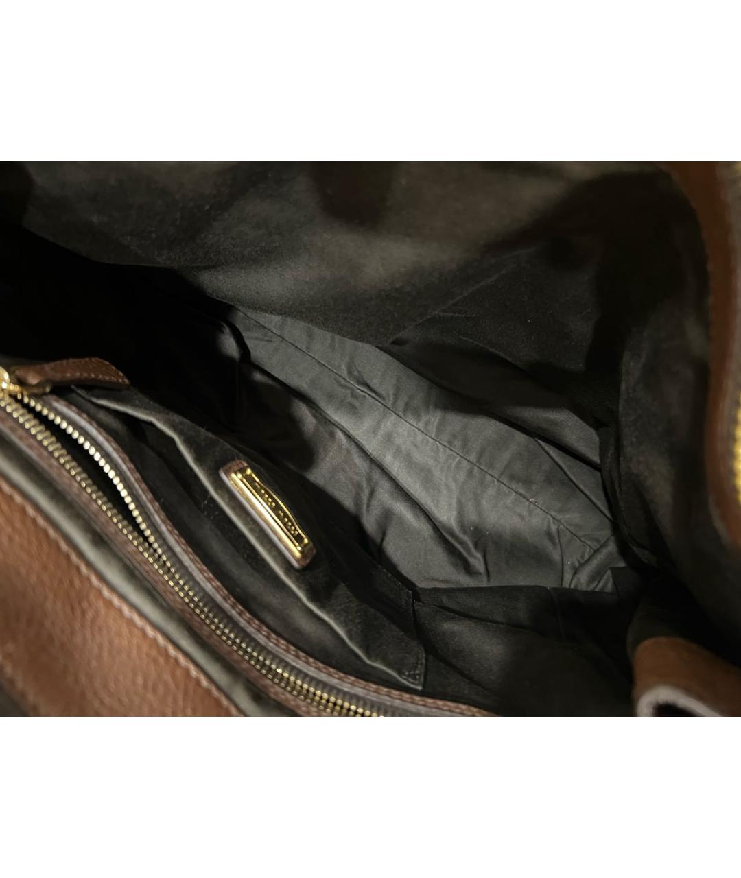 MIU MIU Коричневая кожаная сумка с короткими ручками, фото 4