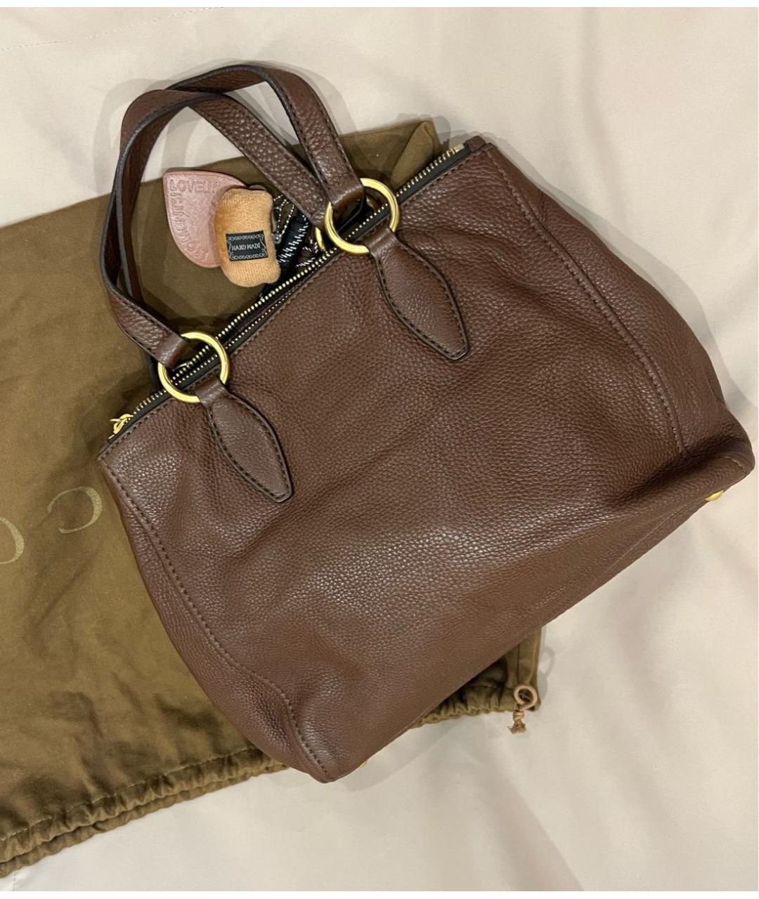 MIU MIU Коричневая кожаная сумка с короткими ручками, фото 3