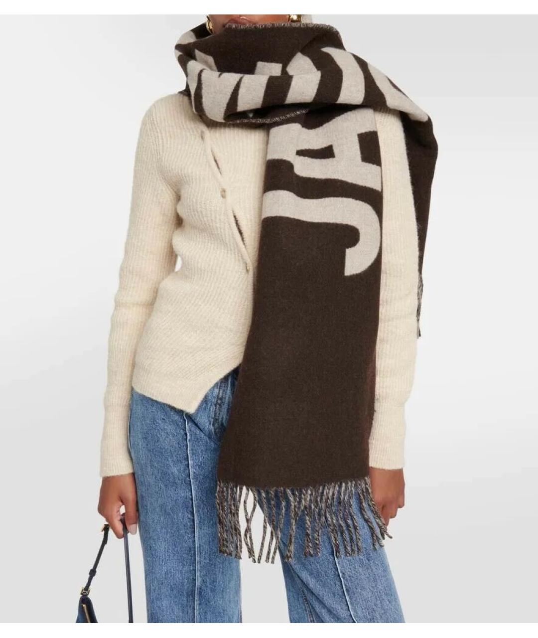 JACQUEMUS Коричневый шерстяной шарф, фото 4