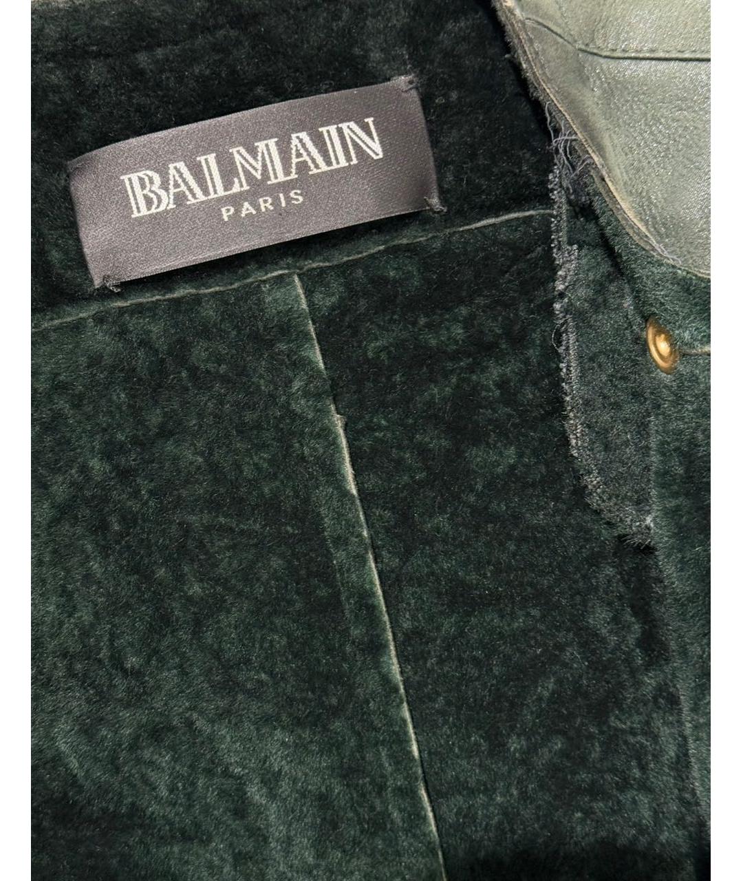 BALMAIN Зеленая кожаная куртка, фото 3