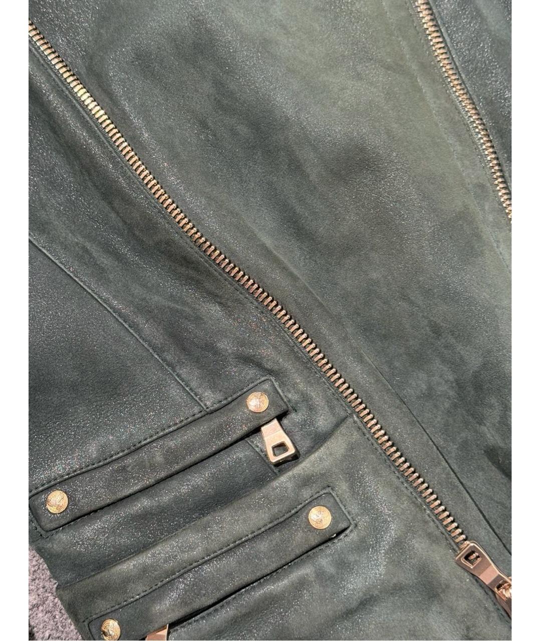 BALMAIN Зеленая кожаная куртка, фото 8