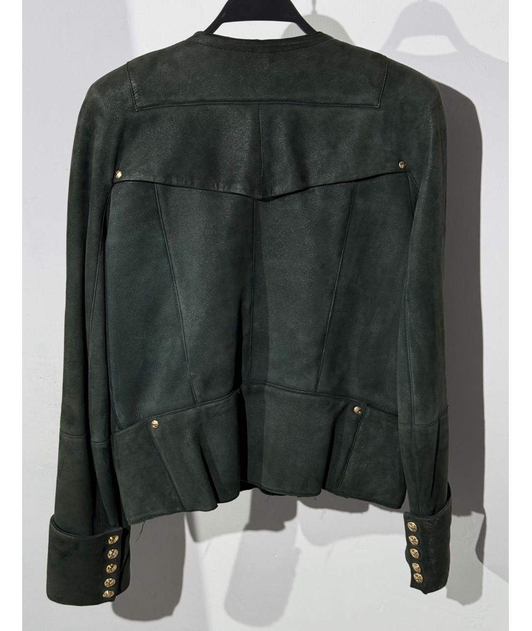 BALMAIN Зеленая кожаная куртка, фото 2