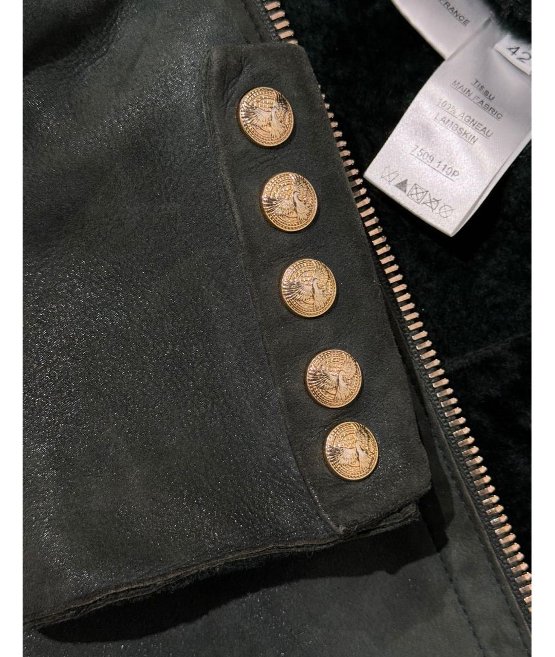 BALMAIN Зеленая кожаная куртка, фото 4
