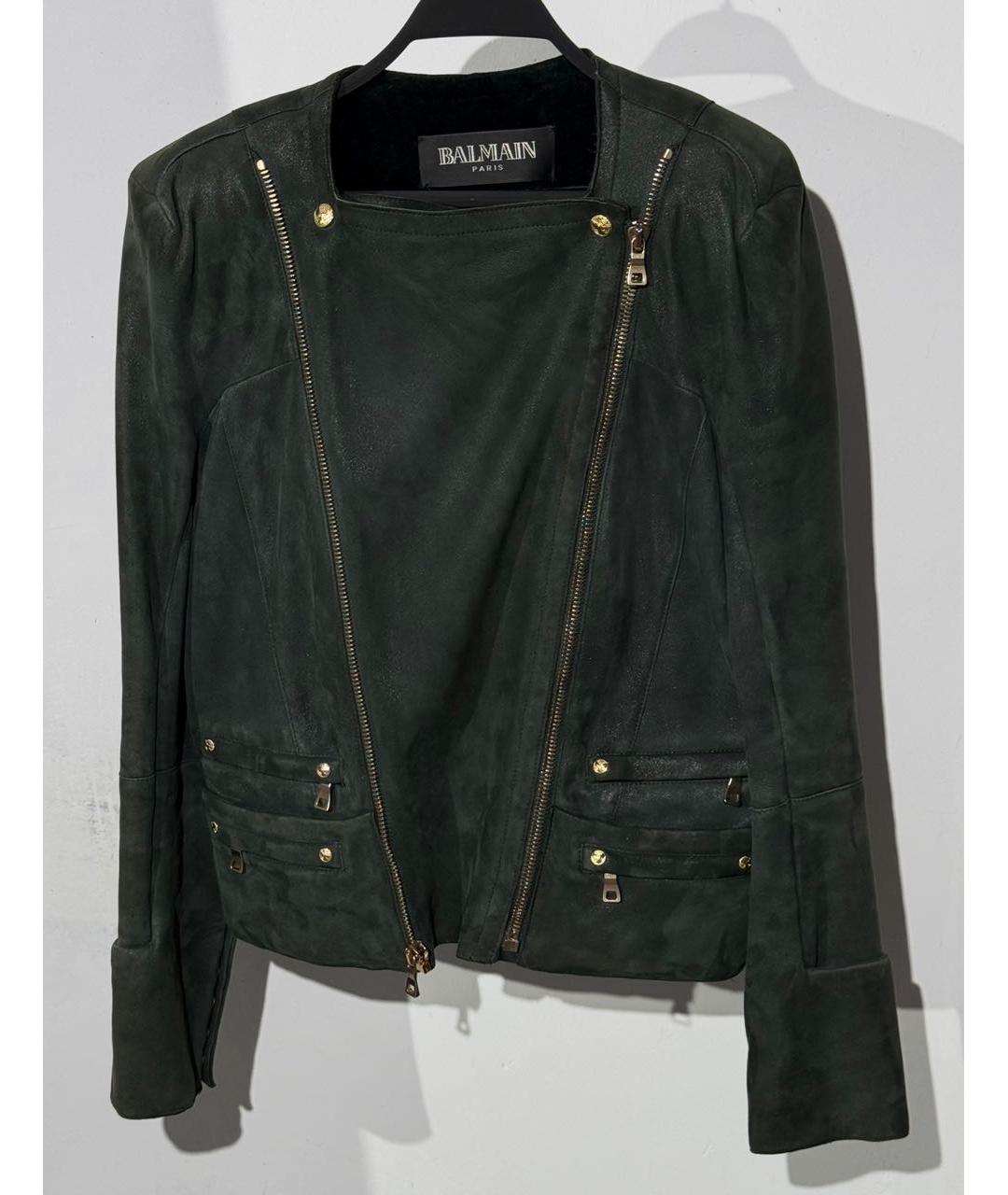 BALMAIN Зеленая кожаная куртка, фото 6