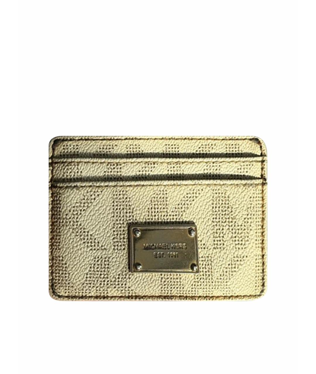 MICHAEL KORS Бежевый кожаный кардхолдер, фото 1