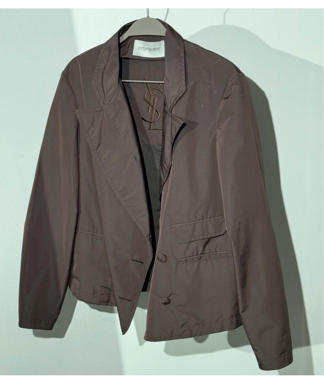 SAINT LAURENT Бордовый полиэстеровый тренч/плащ, фото 6