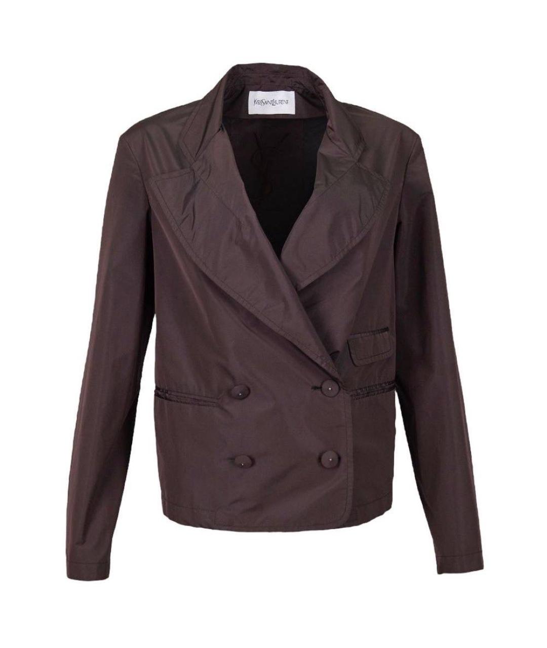 SAINT LAURENT Бордовый полиэстеровый тренч/плащ, фото 1