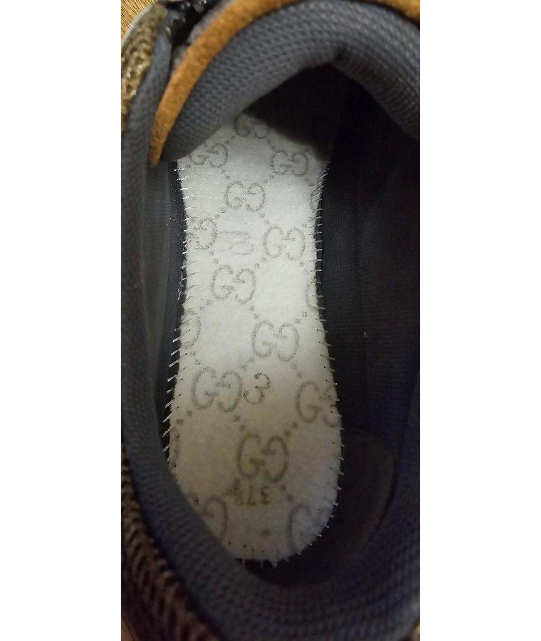 GUCCI Коричневые кожаные кроссовки, фото 8