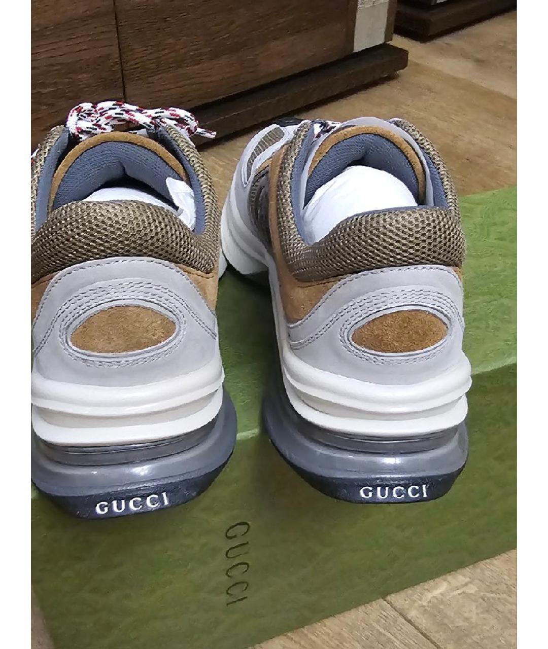 GUCCI Коричневые кожаные кроссовки, фото 3