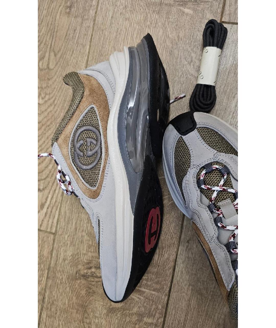 GUCCI Коричневые кожаные кроссовки, фото 4