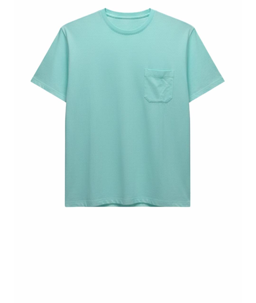 HERMES Бирюзовая хлопковая футболка, фото 1