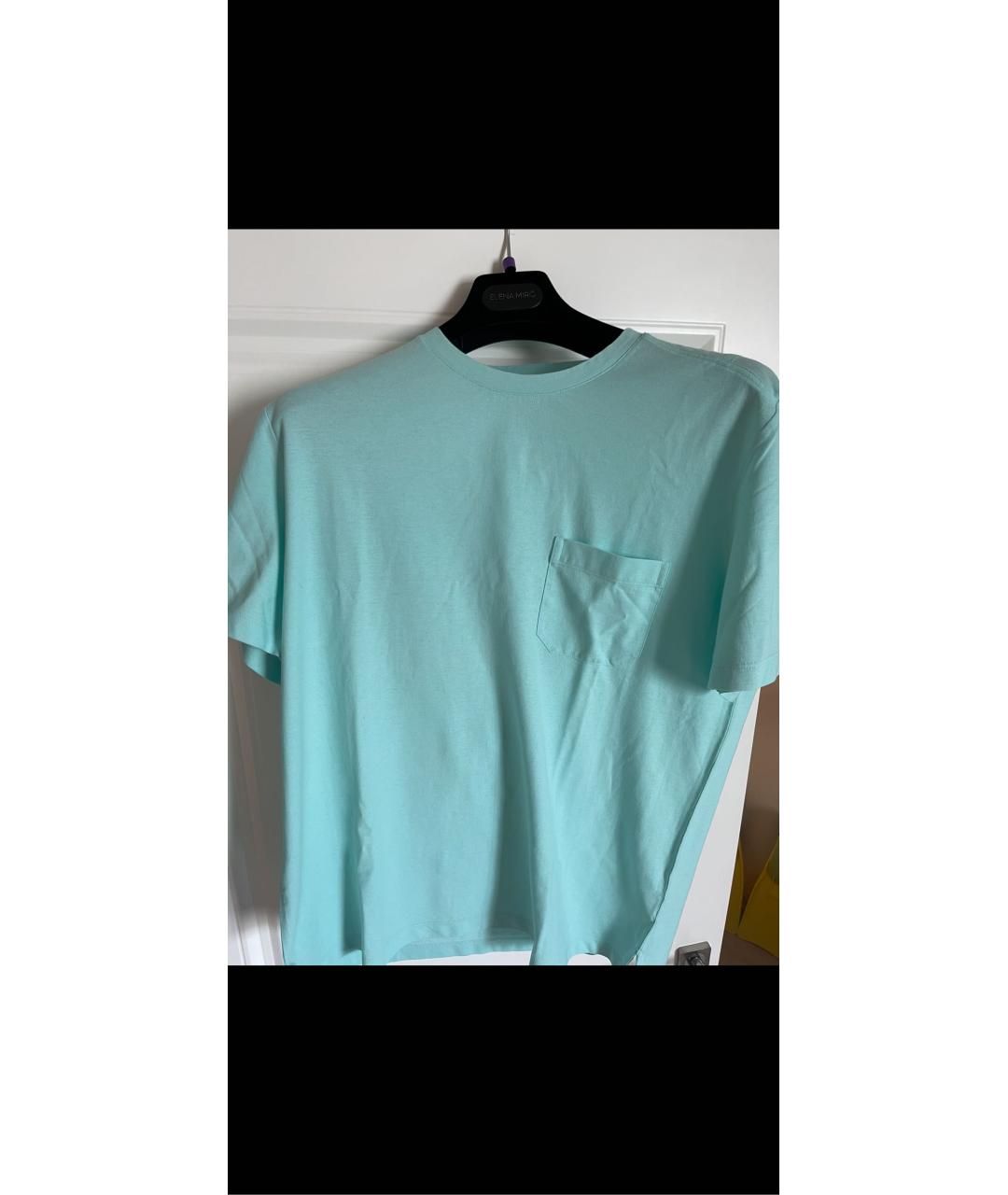 HERMES Бирюзовая хлопковая футболка, фото 5