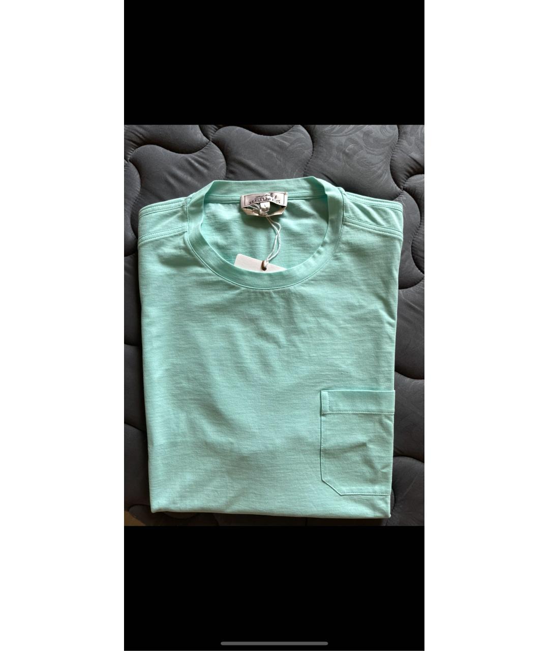 HERMES Бирюзовая хлопковая футболка, фото 3