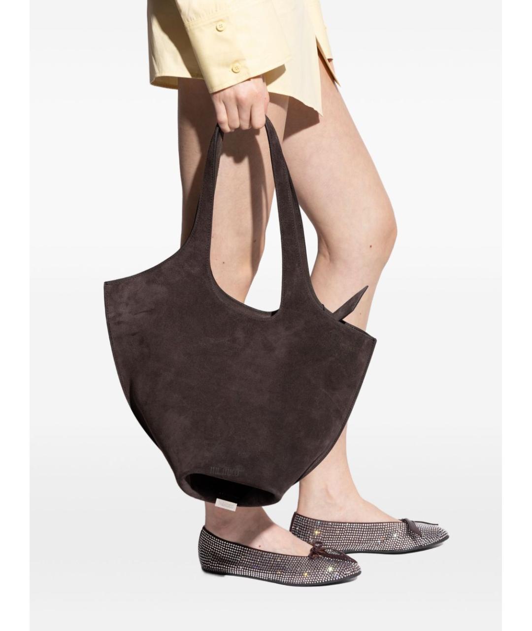 THE ATTICO Коричневая замшевая сумка тоут, фото 3