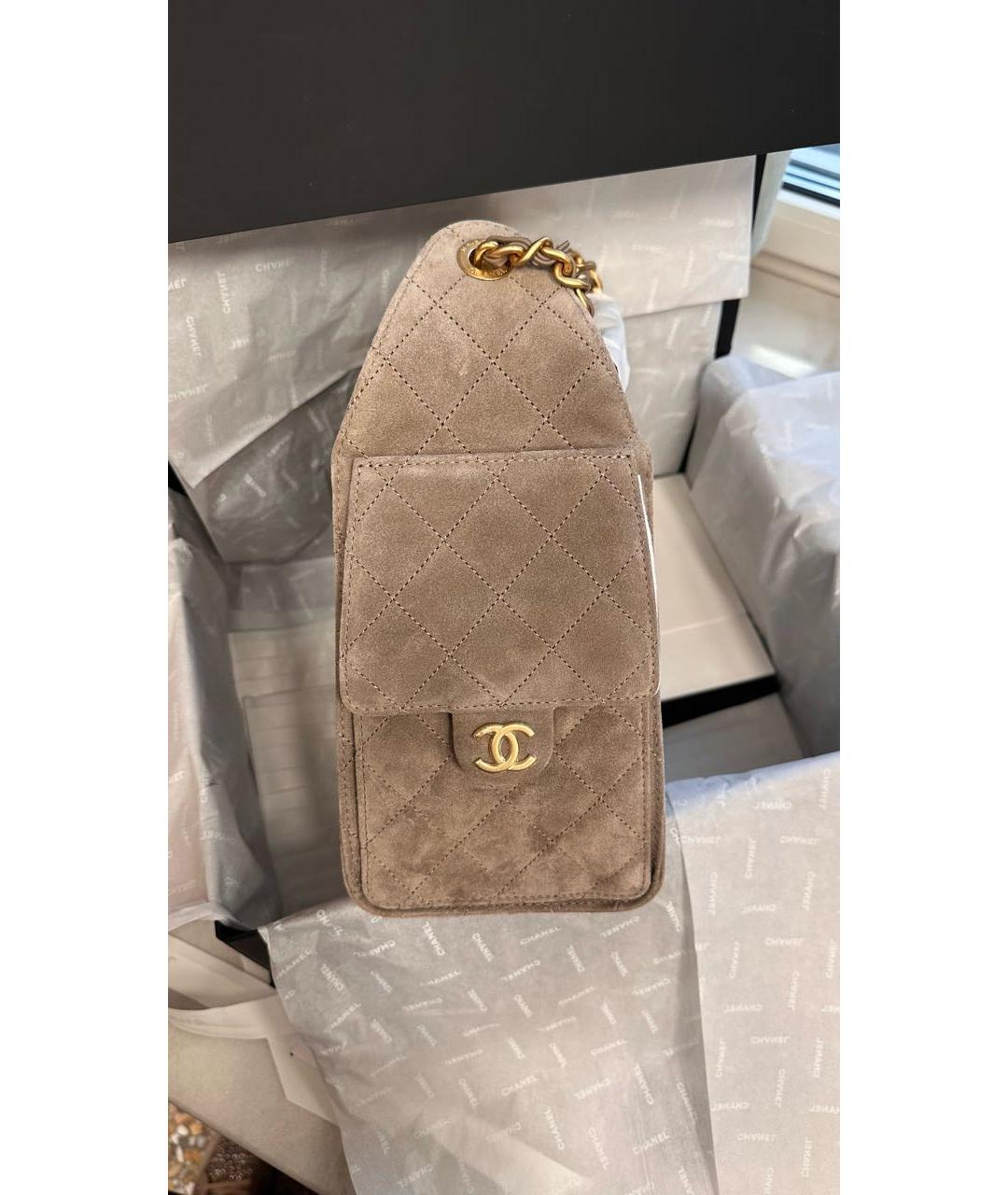 CHANEL Бежевая замшевая сумка тоут, фото 4