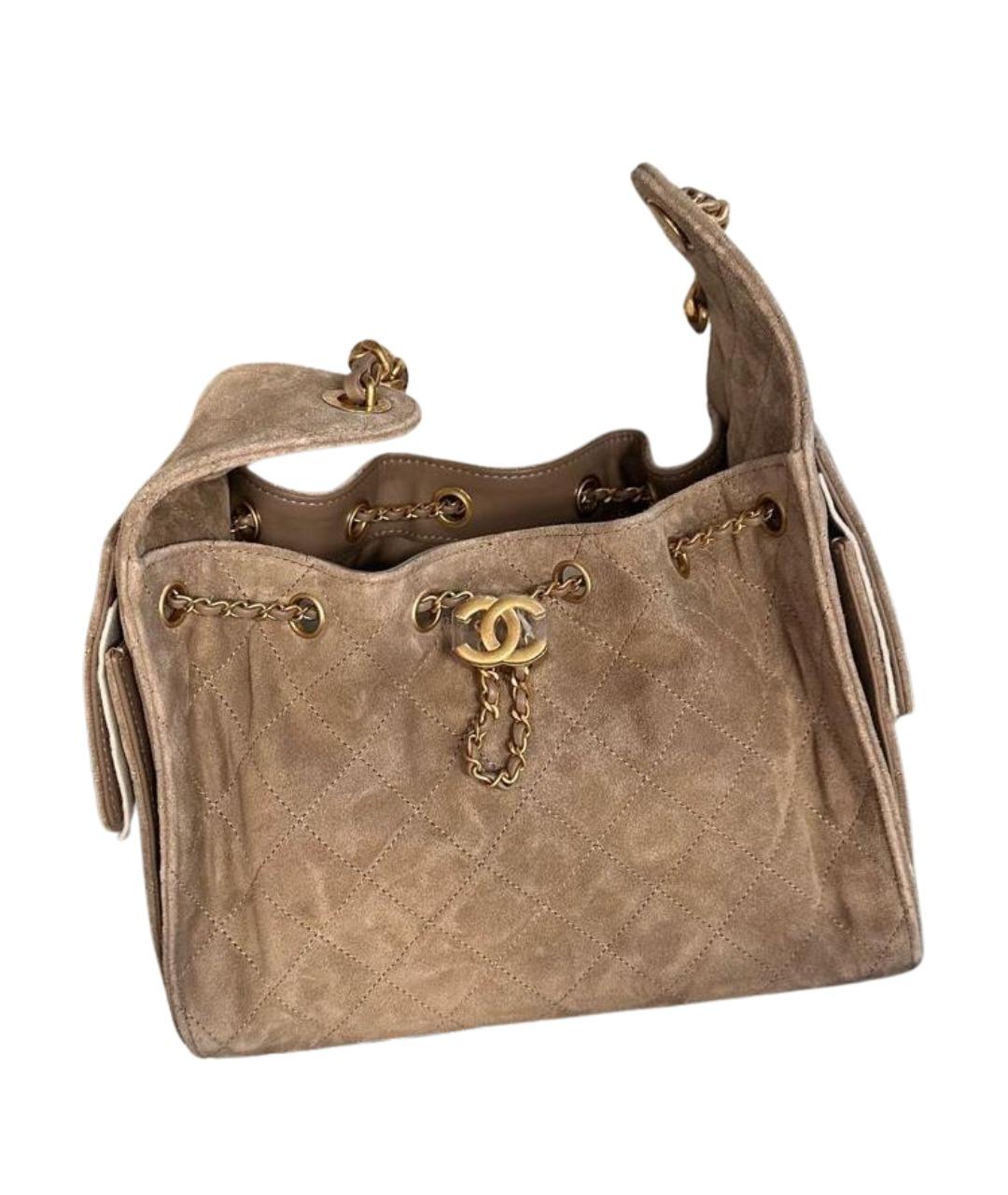 CHANEL Бежевая замшевая сумка тоут, фото 1
