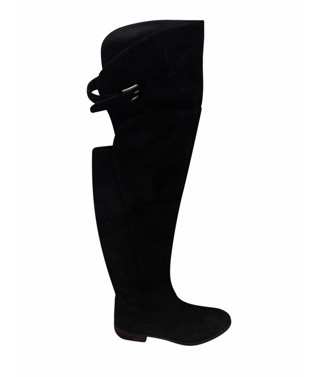 DOLCE&GABBANA Черные замшевые ботфорты, фото 1