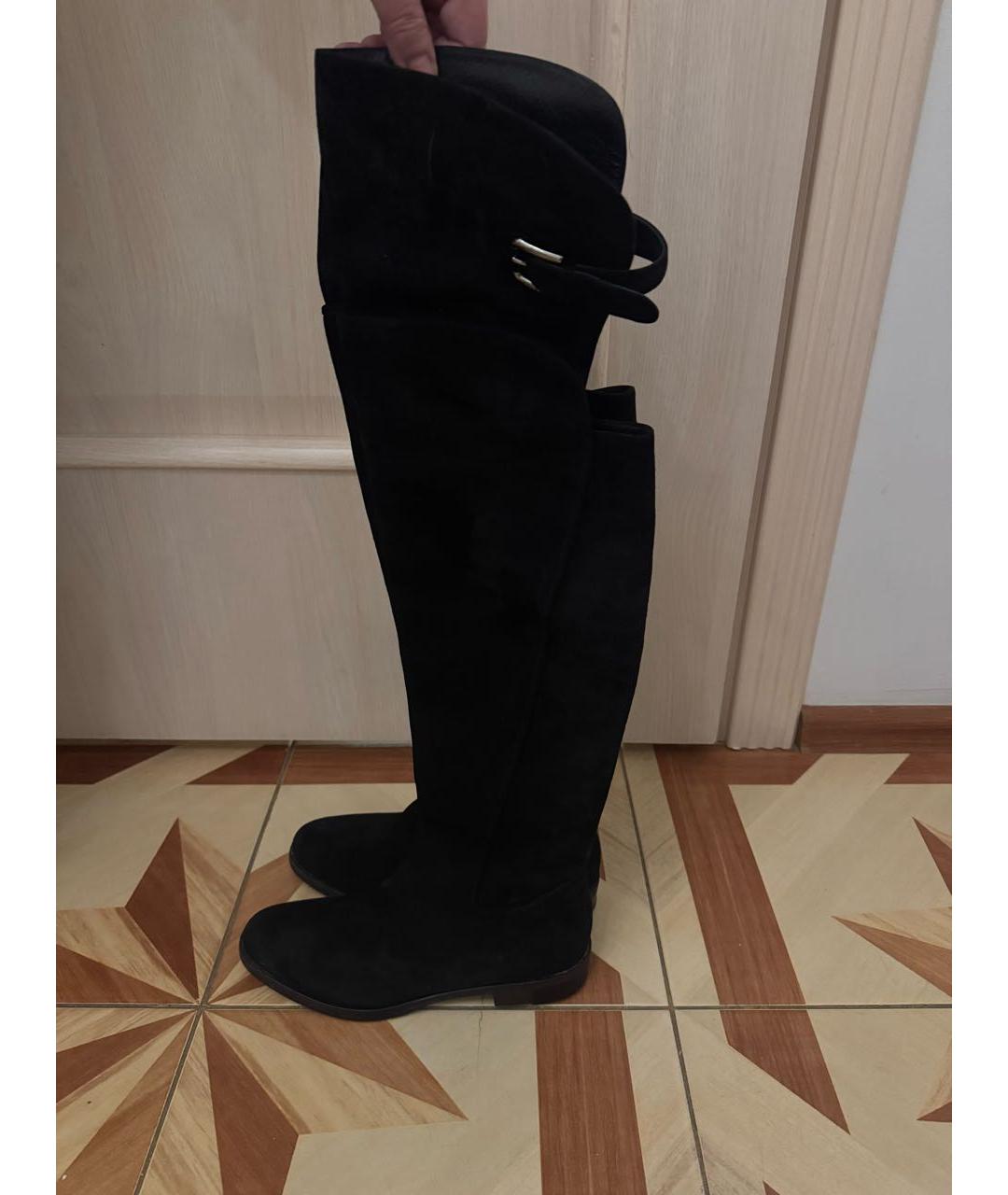 DOLCE&GABBANA Черные замшевые ботфорты, фото 4