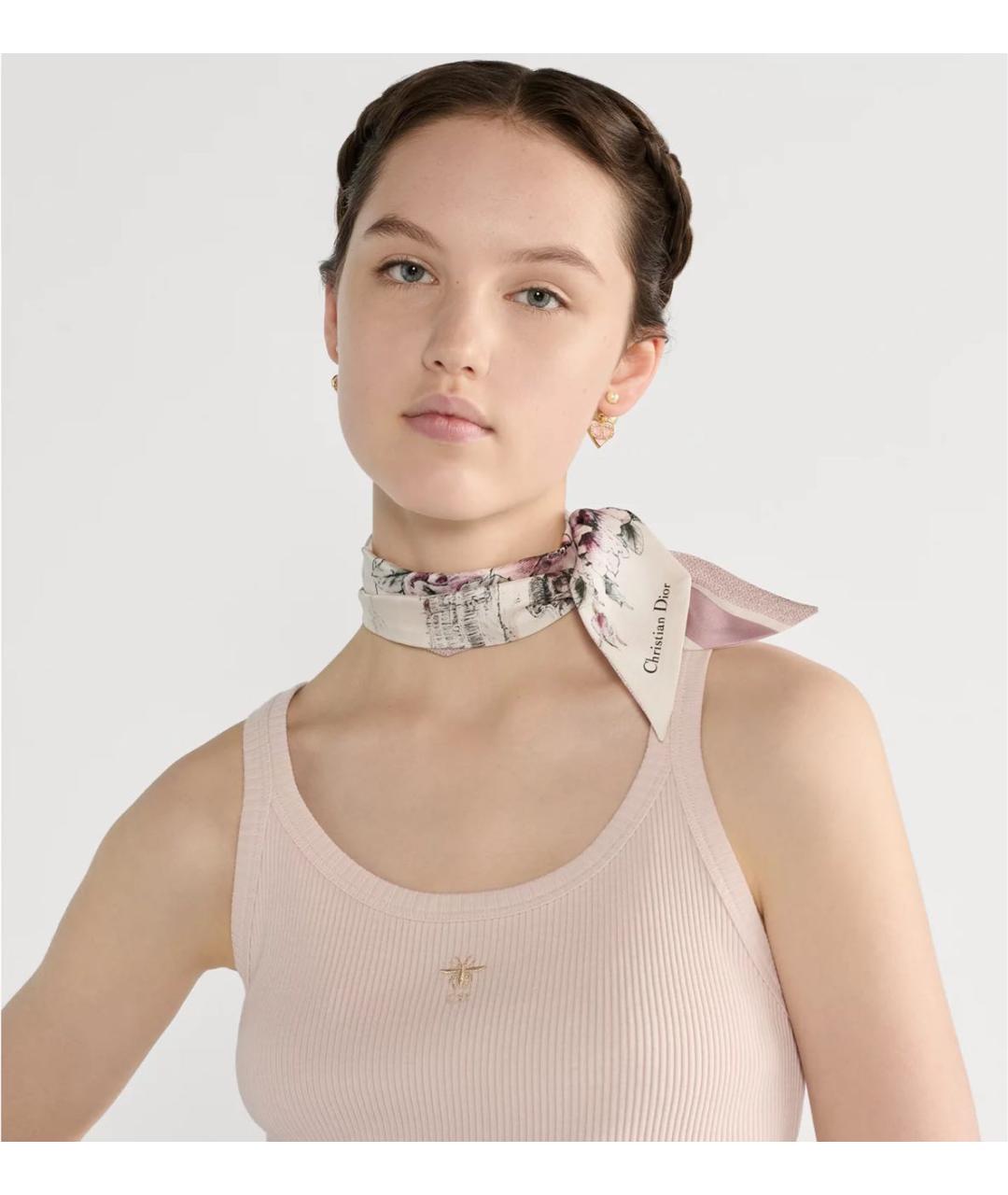 CHRISTIAN DIOR Белый шелковый платок, фото 2