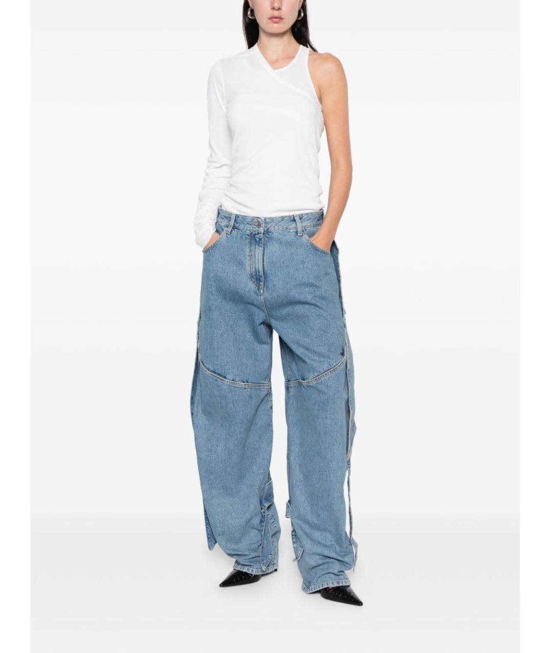 THE ATTICO Голубые хлопковые прямые джинсы, фото 2