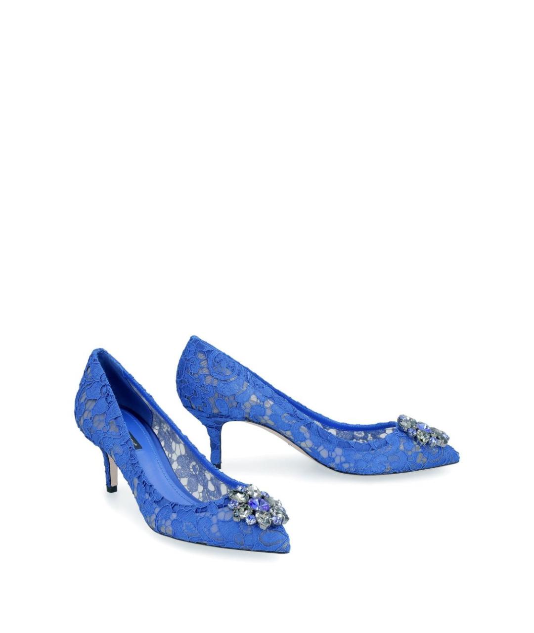 DOLCE&GABBANA Синие текстильные туфли, фото 5