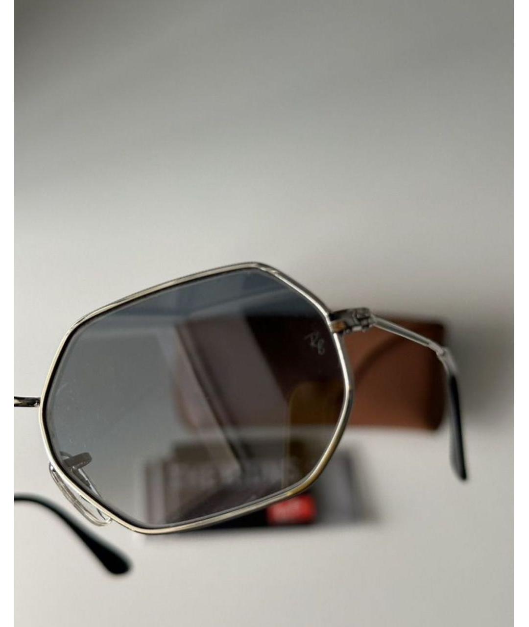 RAY BAN Серебряные металлические солнцезащитные очки, фото 5