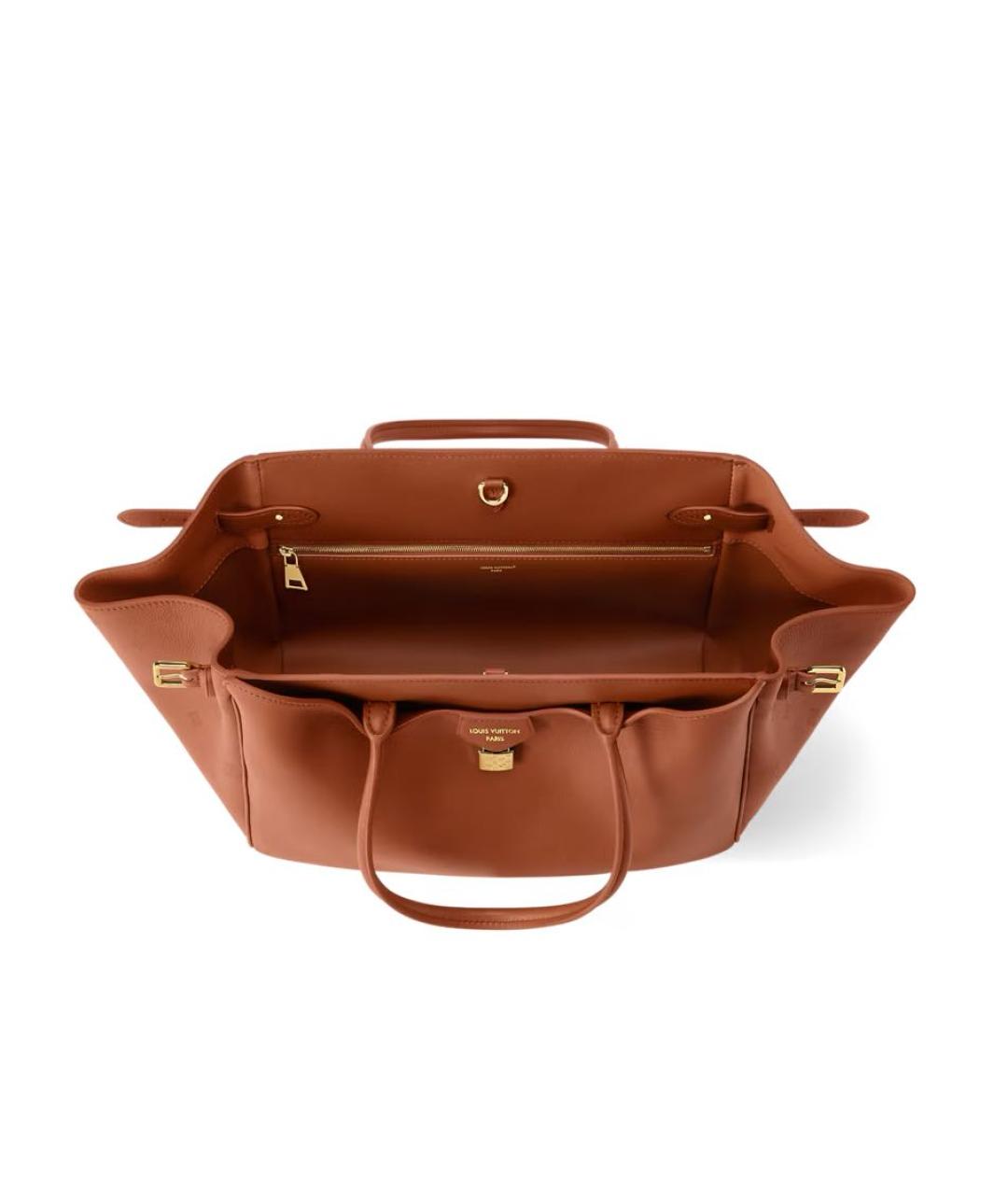 LOUIS VUITTON Коричневая кожаная сумка с короткими ручками, фото 3