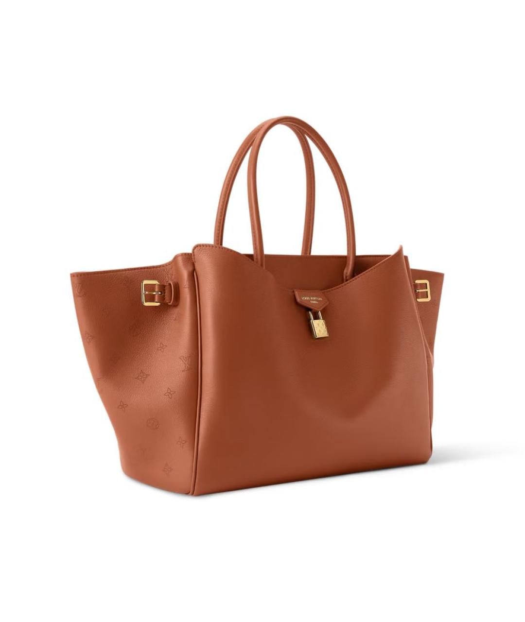 LOUIS VUITTON Коричневая кожаная сумка с короткими ручками, фото 2