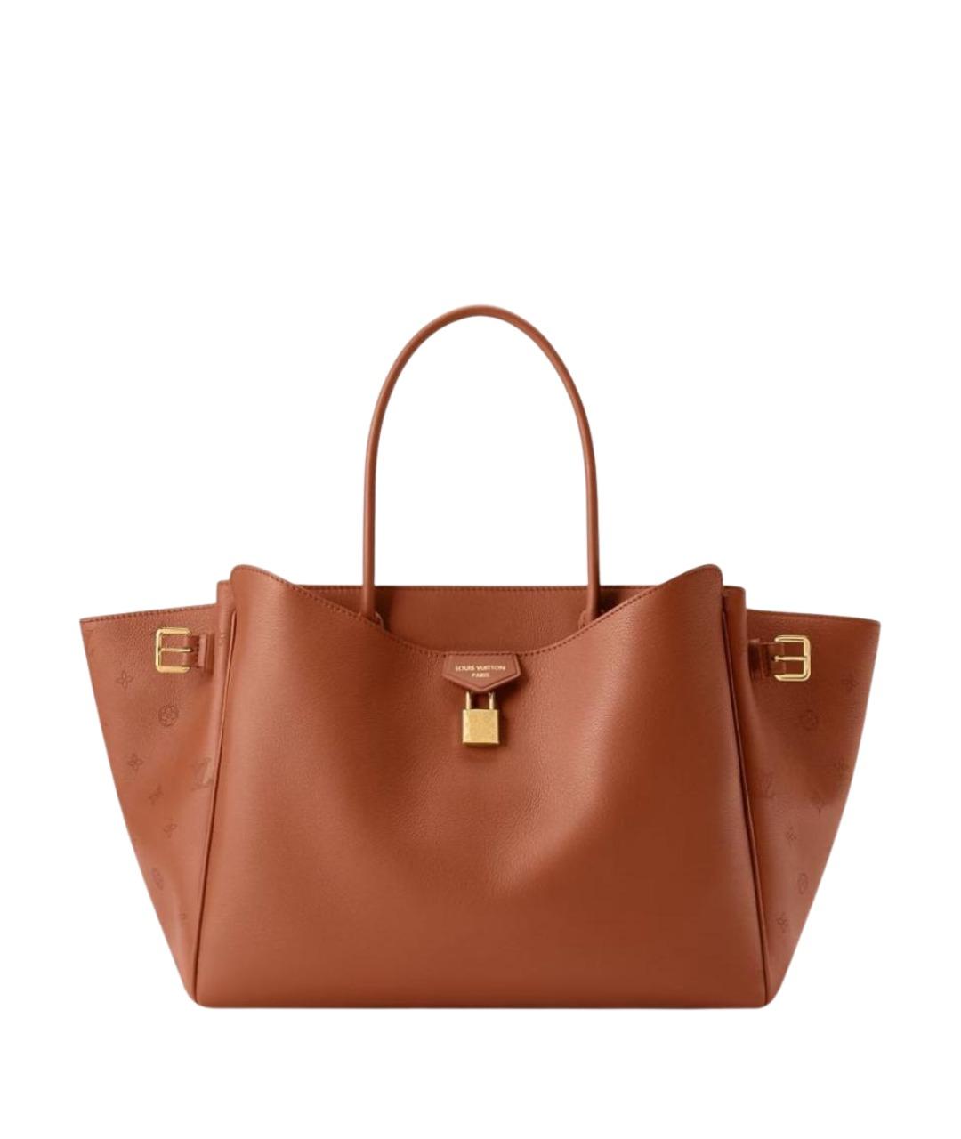 LOUIS VUITTON Коричневая кожаная сумка с короткими ручками, фото 1