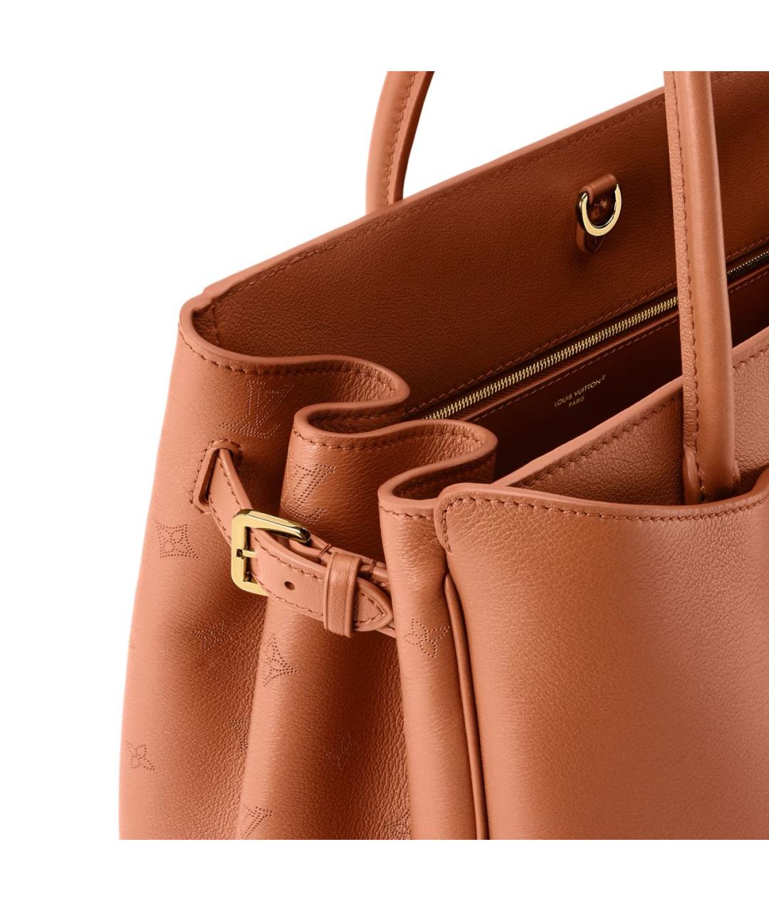 LOUIS VUITTON Коричневая кожаная сумка с короткими ручками, фото 4