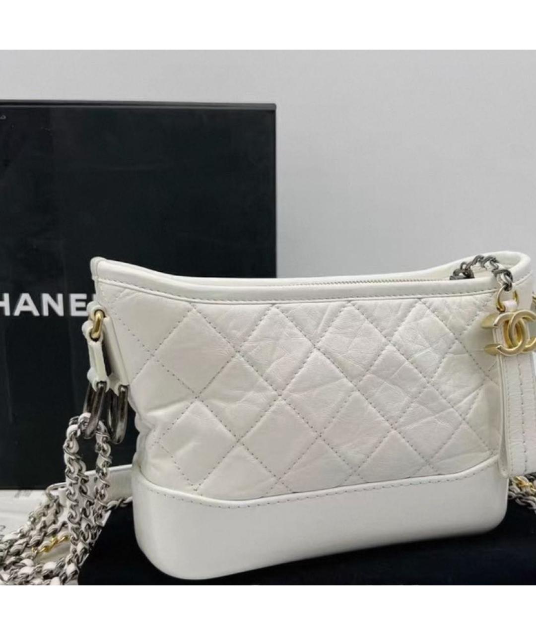 CHANEL Белая кожаная сумка через плечо, фото 3