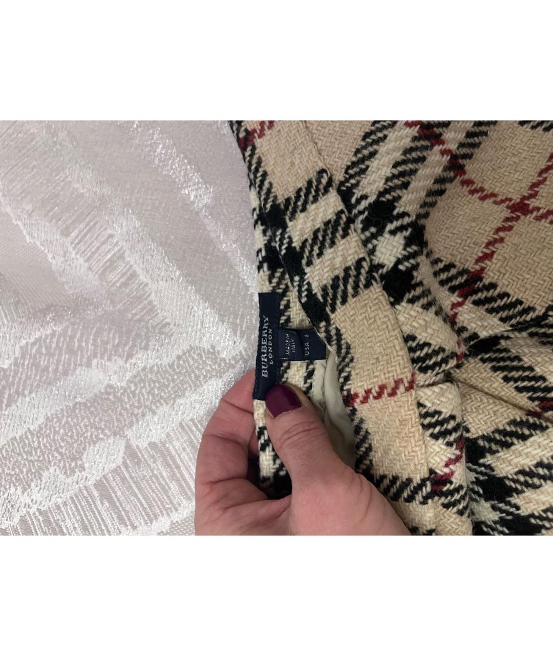 BURBERRY Бежевая шерстяная юбка миди, фото 2