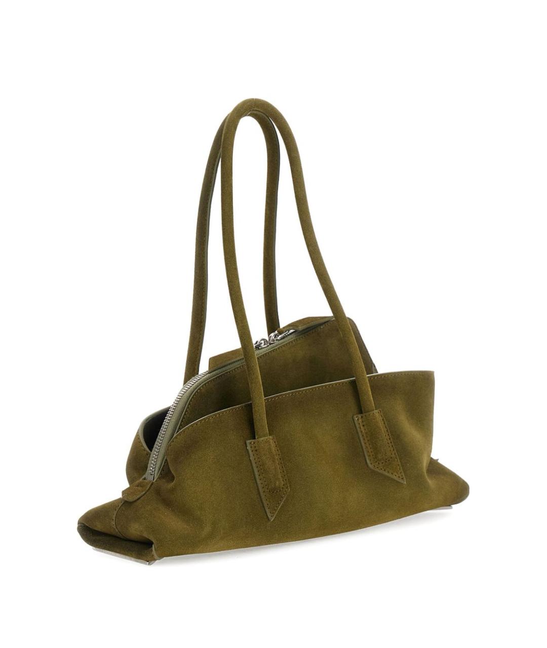 THE ATTICO Хаки замшевая сумка через плечо, фото 3