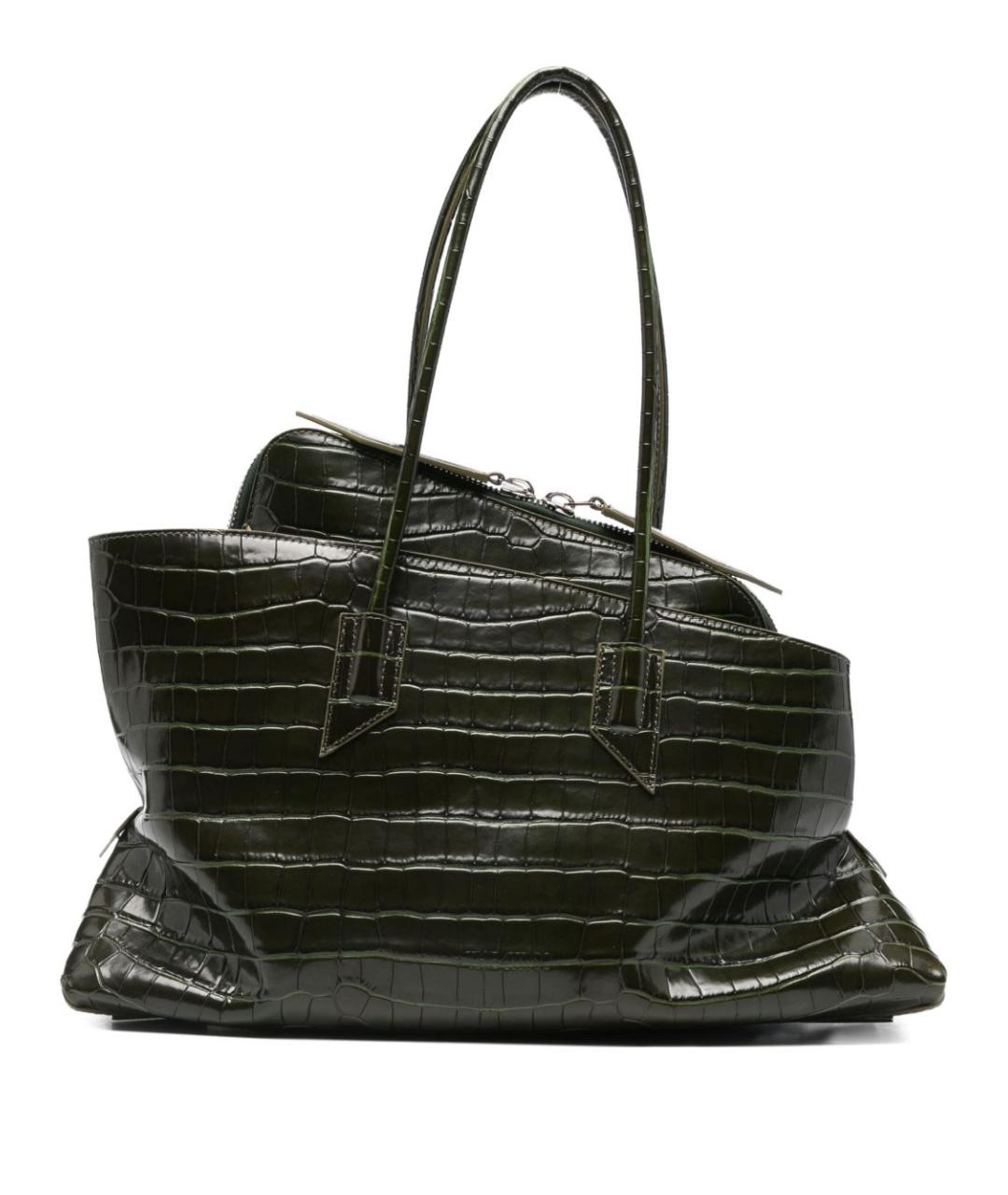 THE ATTICO Зеленая кожаная сумка тоут, фото 1