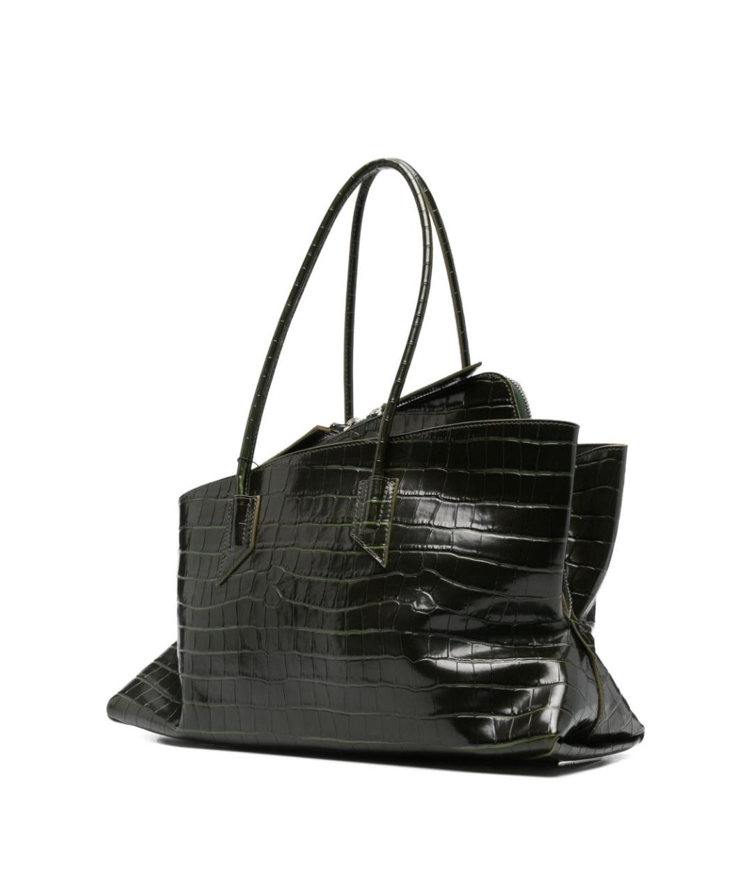 THE ATTICO Зеленая кожаная сумка тоут, фото 4