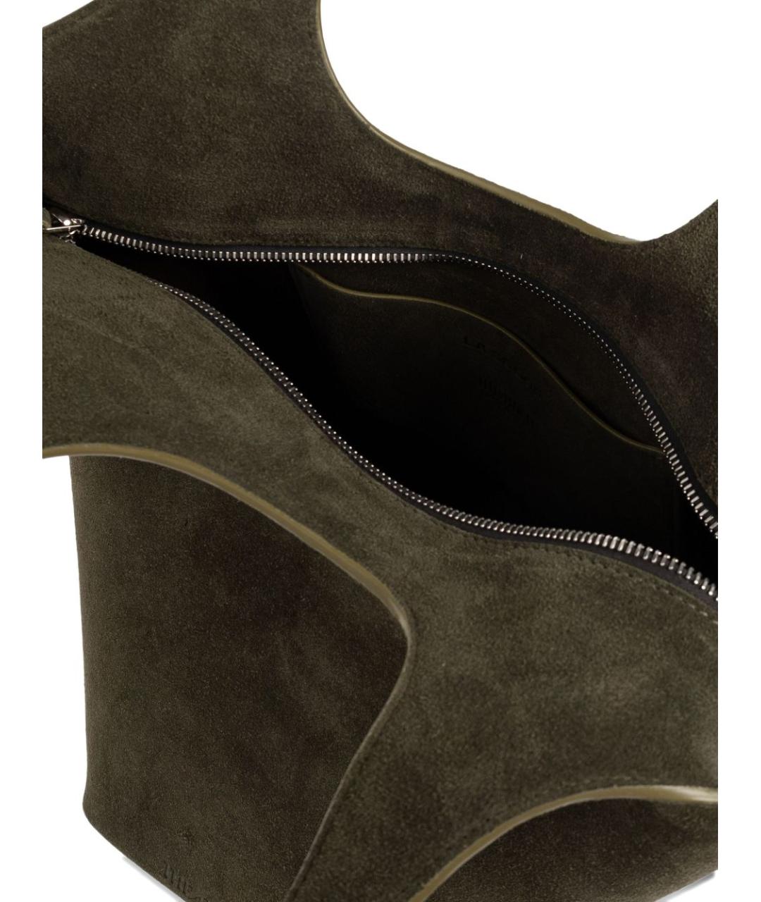 THE ATTICO Зеленая замшевая сумка тоут, фото 4