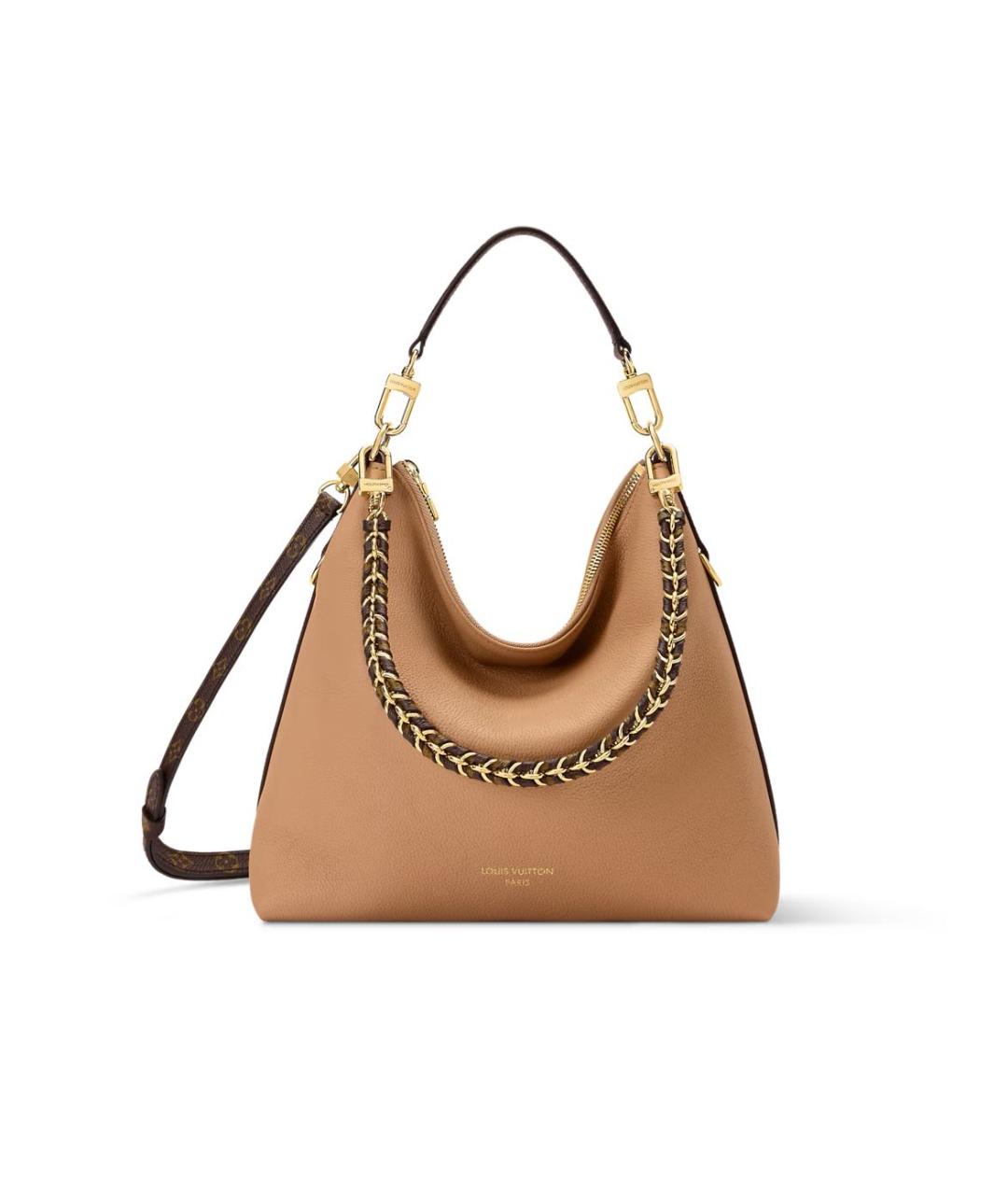 LOUIS VUITTON Бежевая кожаная сумка через плечо, фото 7