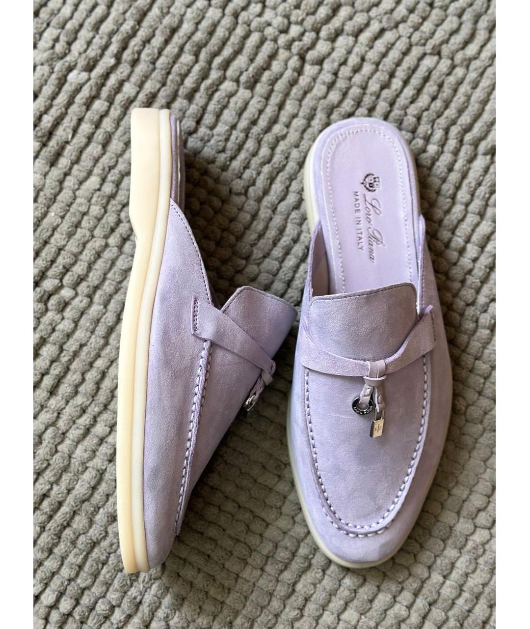 LORO PIANA Фиолетовые замшевые мюли, фото 2