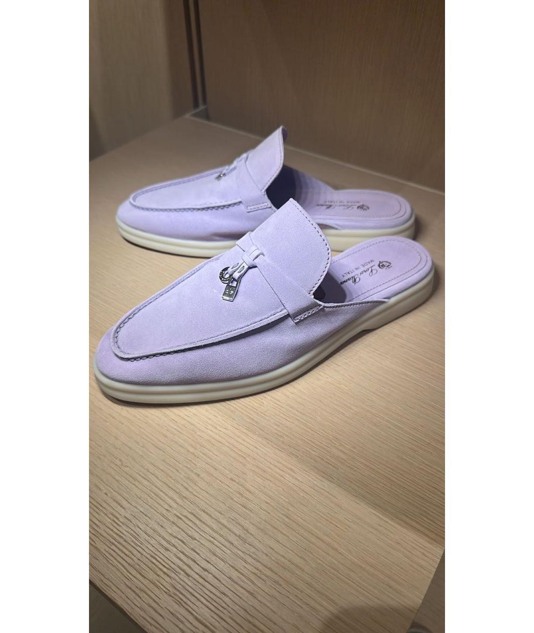 LORO PIANA Фиолетовые замшевые мюли, фото 8