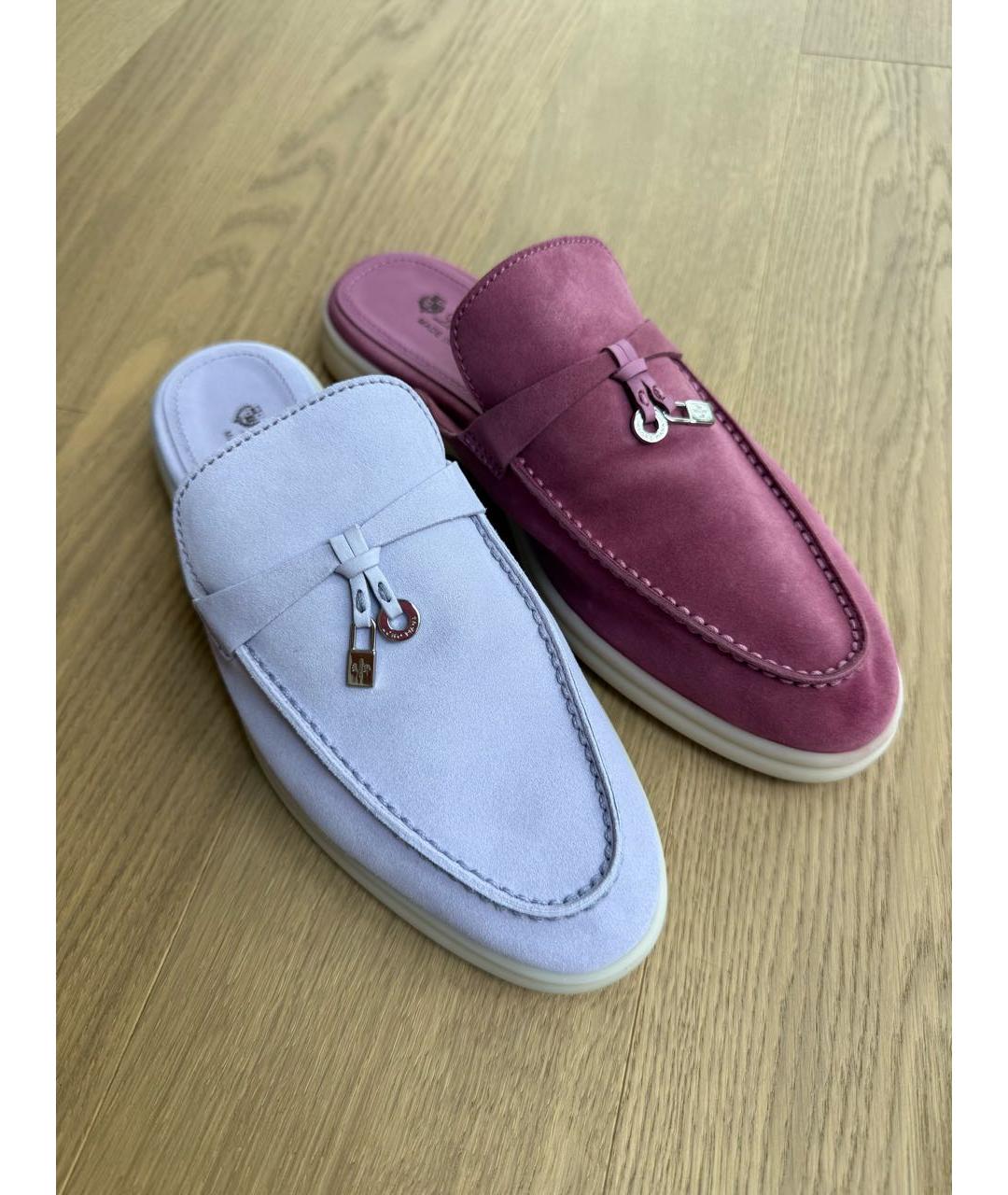LORO PIANA Фиолетовые замшевые мюли, фото 5