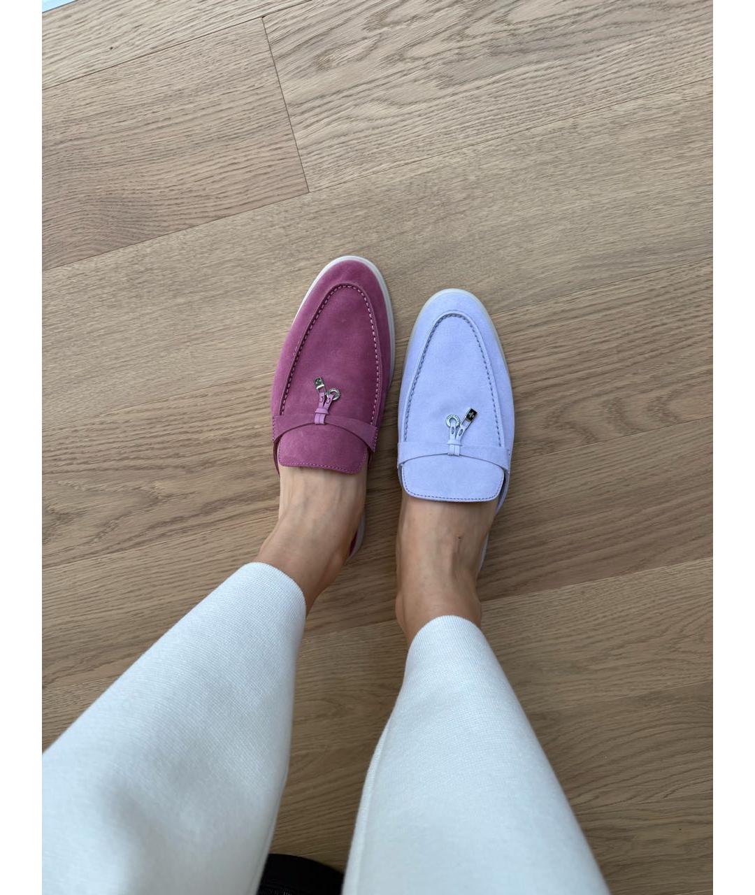 LORO PIANA Фиолетовые замшевые мюли, фото 4