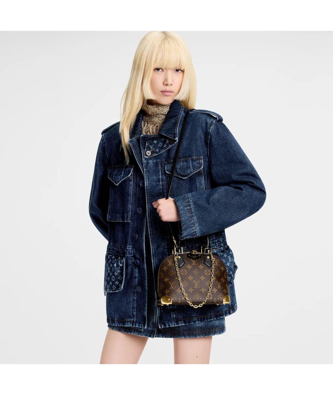 LOUIS VUITTON Коричневая кожаная сумка с короткими ручками, фото 5