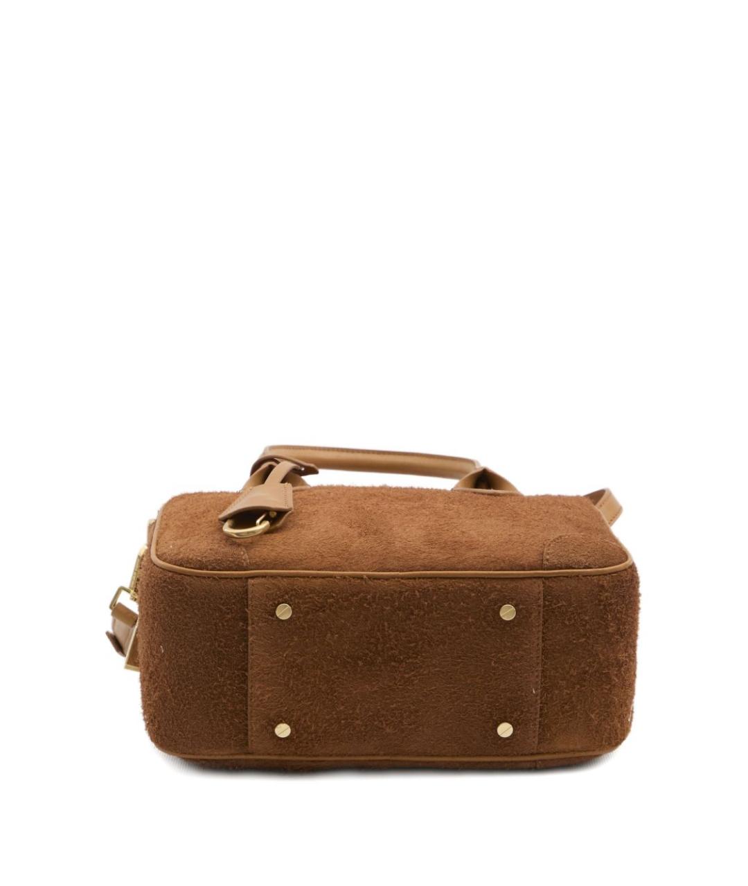 GOLDEN GOOSE DELUXE BRAND Коричневая замшевая сумка с короткими ручками, фото 2