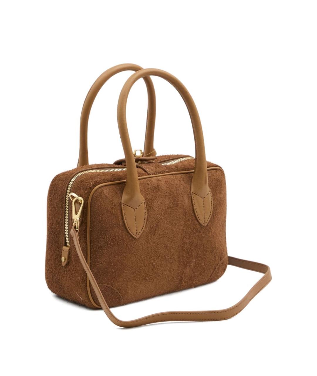 GOLDEN GOOSE DELUXE BRAND Коричневая замшевая сумка с короткими ручками, фото 4