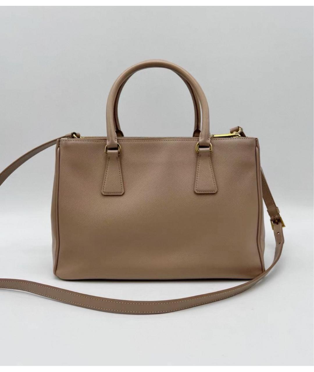 PRADA Бежевая кожаная сумка с короткими ручками, фото 4