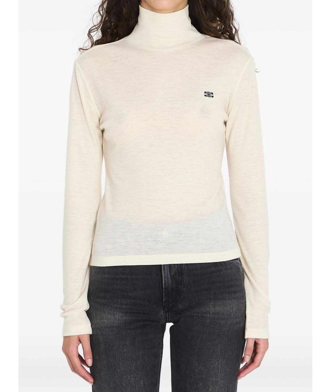 CELINE Бежевая шерстяная водолазка, фото 2