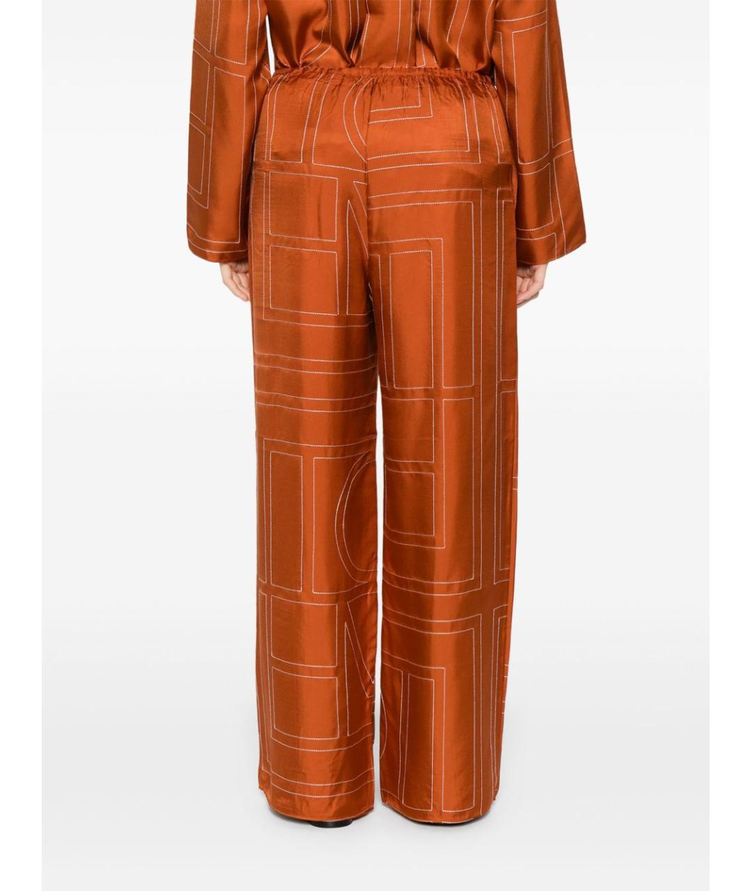 TOTEME Оранжевое шелковые прямые брюки, фото 2