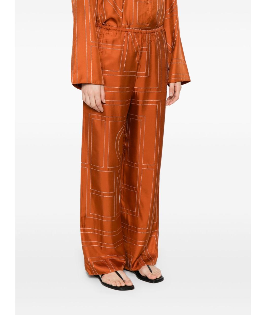 TOTEME Оранжевое шелковые прямые брюки, фото 4