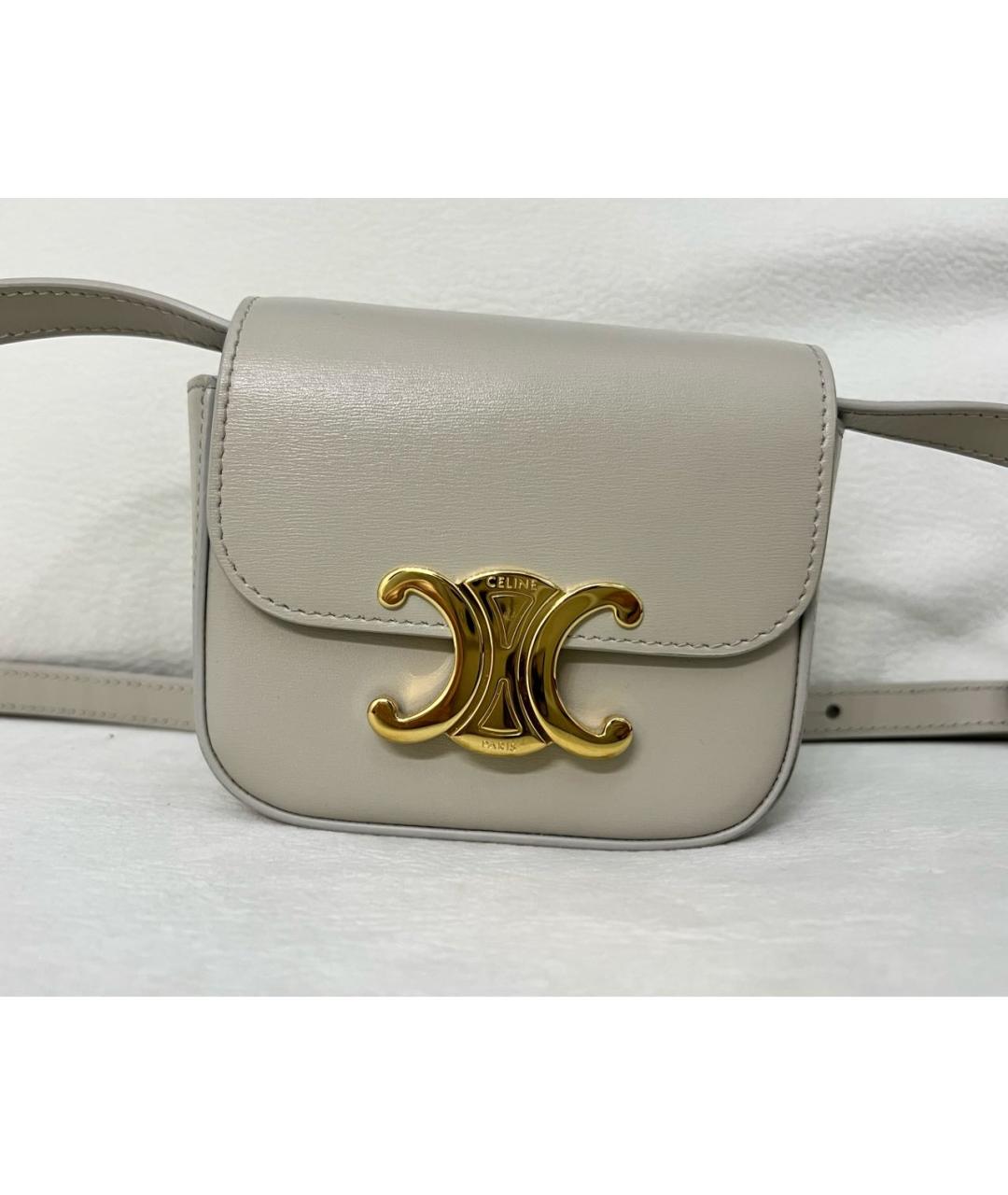 CELINE Бежевая кожаная сумка через плечо, фото 9